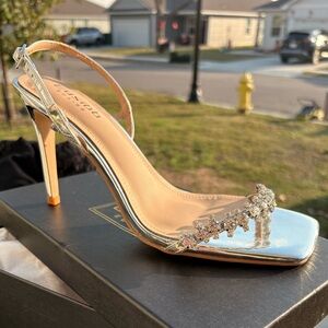 Women’s crystal mirror finish sandal heel